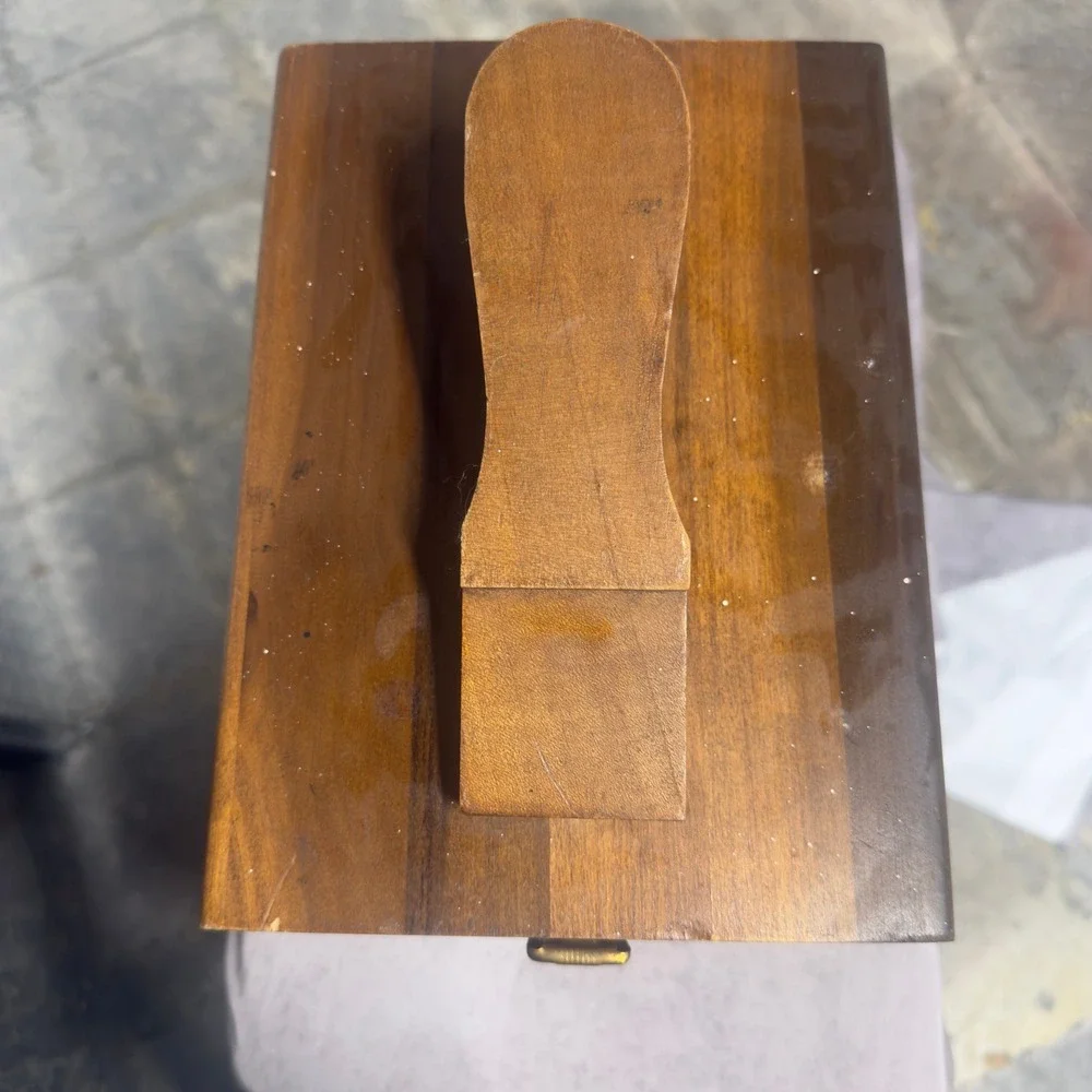 Vintage KIWI Hand Crafted Shoe Valet Wooden Shine Box Dovetail Footrest Caddy